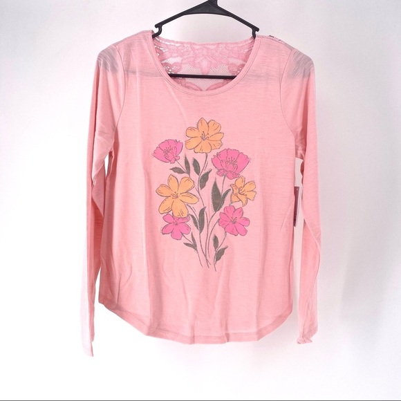 SO Authentic Girl's Crochet Back Long Sleeve Tee - Picture 1 of 5